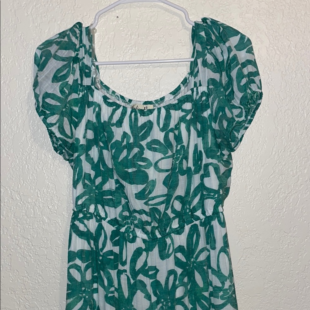 Indigo Rose Green and White Dress